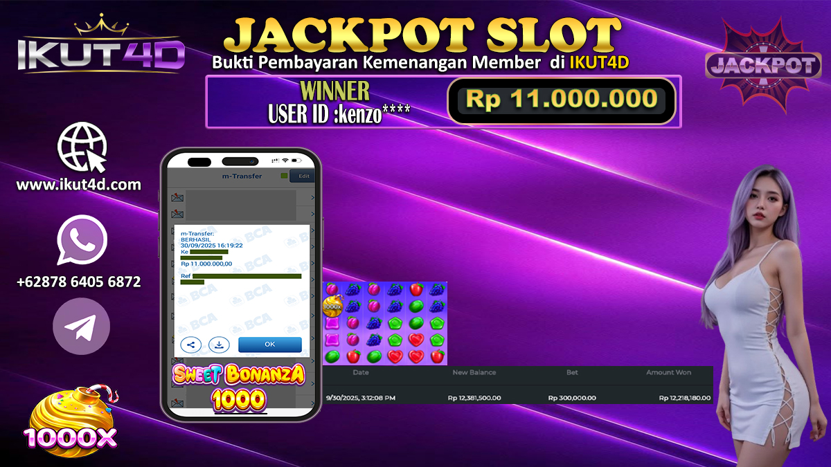 🎰 Bukti Kemenangan Rp 11.000.000 di Sweet Bonanza 1000 Bersama IKUT4D