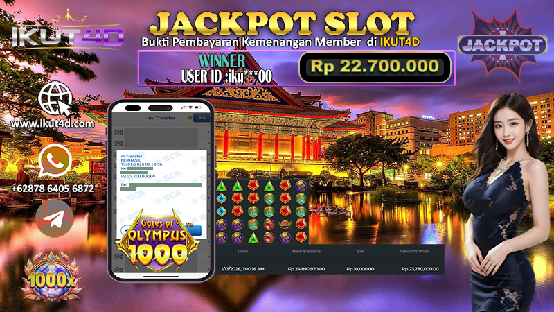 Kemenangan besar 22,7 juta di slot online Gates of Olympus 1000